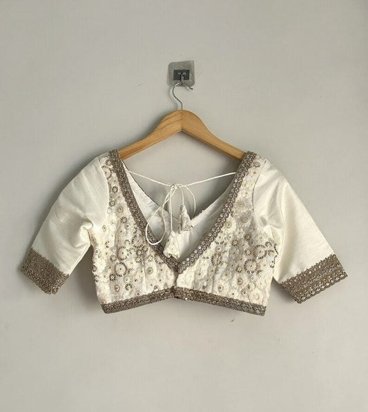 Beautiful Off White Heavy Embroidered Blouse